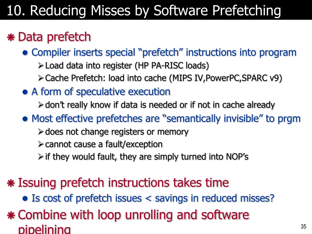 10 reducing misses by software prefetching