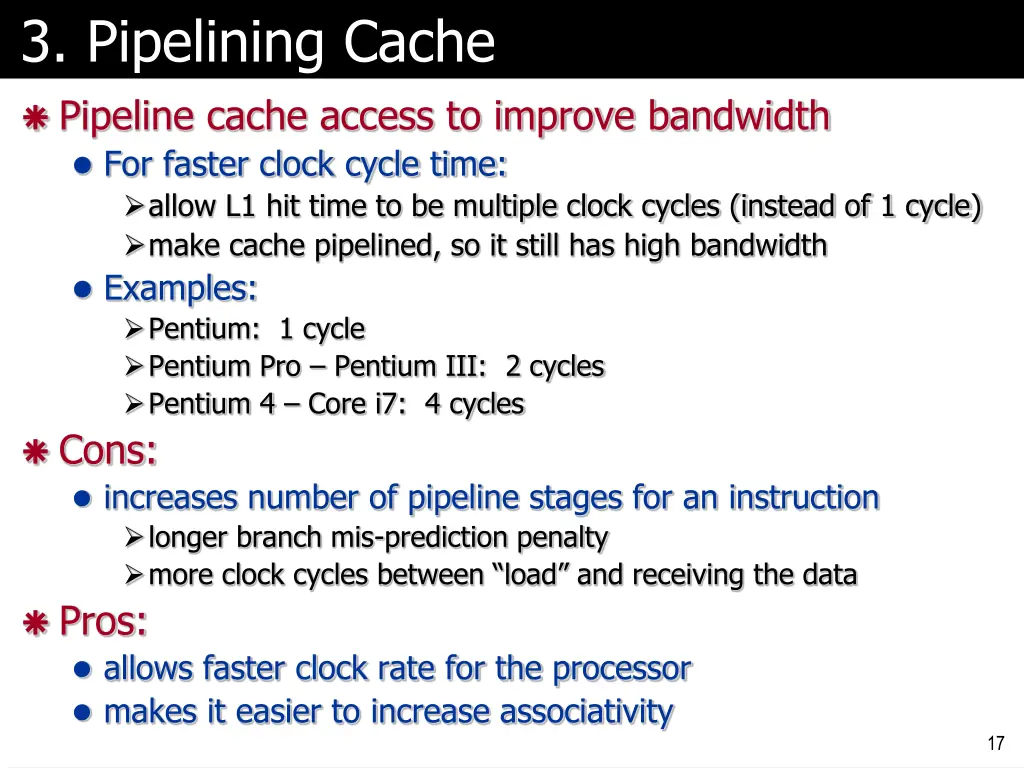 3 pipelining cache pipeline cache access