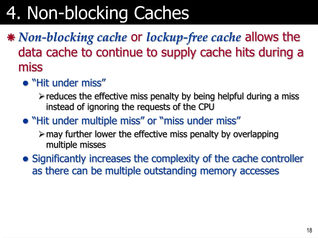 4 non blocking caches
