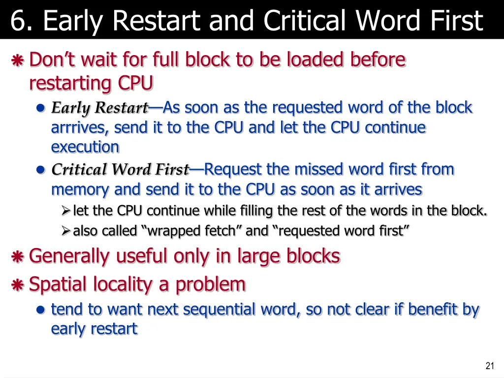 6 early restart and critical word first