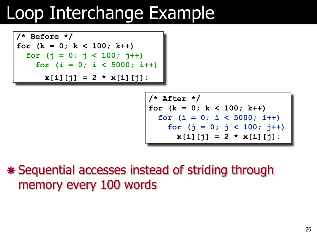 loop interchange example