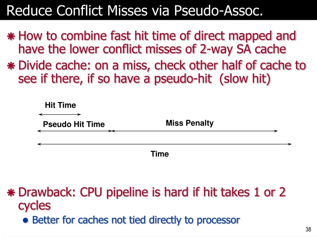 reduce conflict misses via pseudo assoc