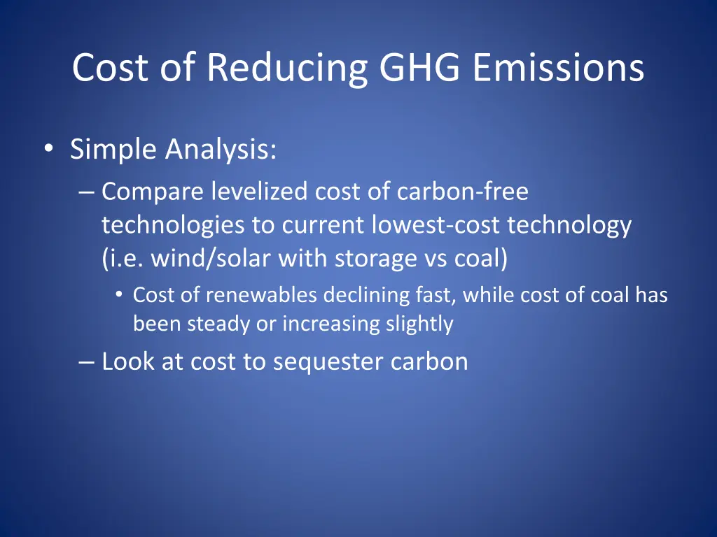 cost of reducing ghg emissions