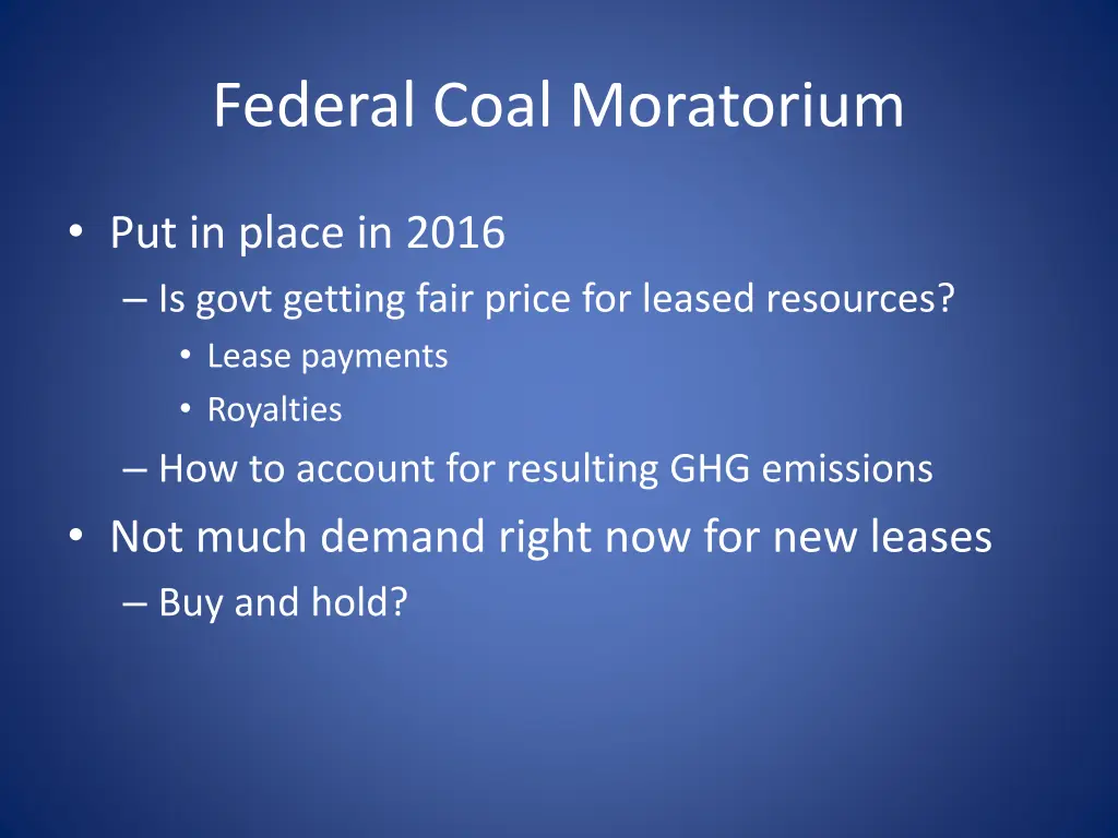 federal coal moratorium