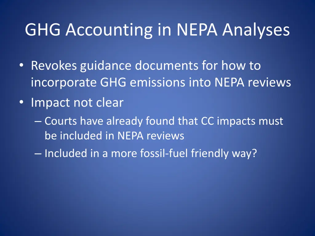ghg accounting in nepa analyses
