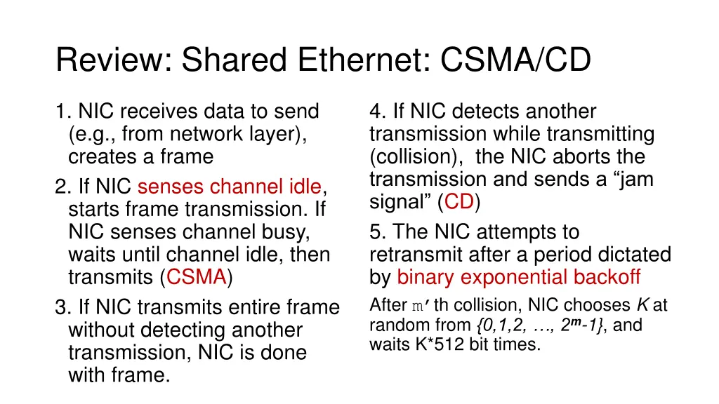 review shared ethernet csma cd