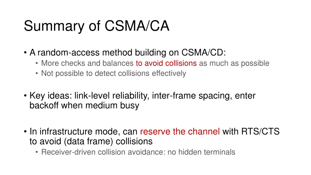 summary of csma ca
