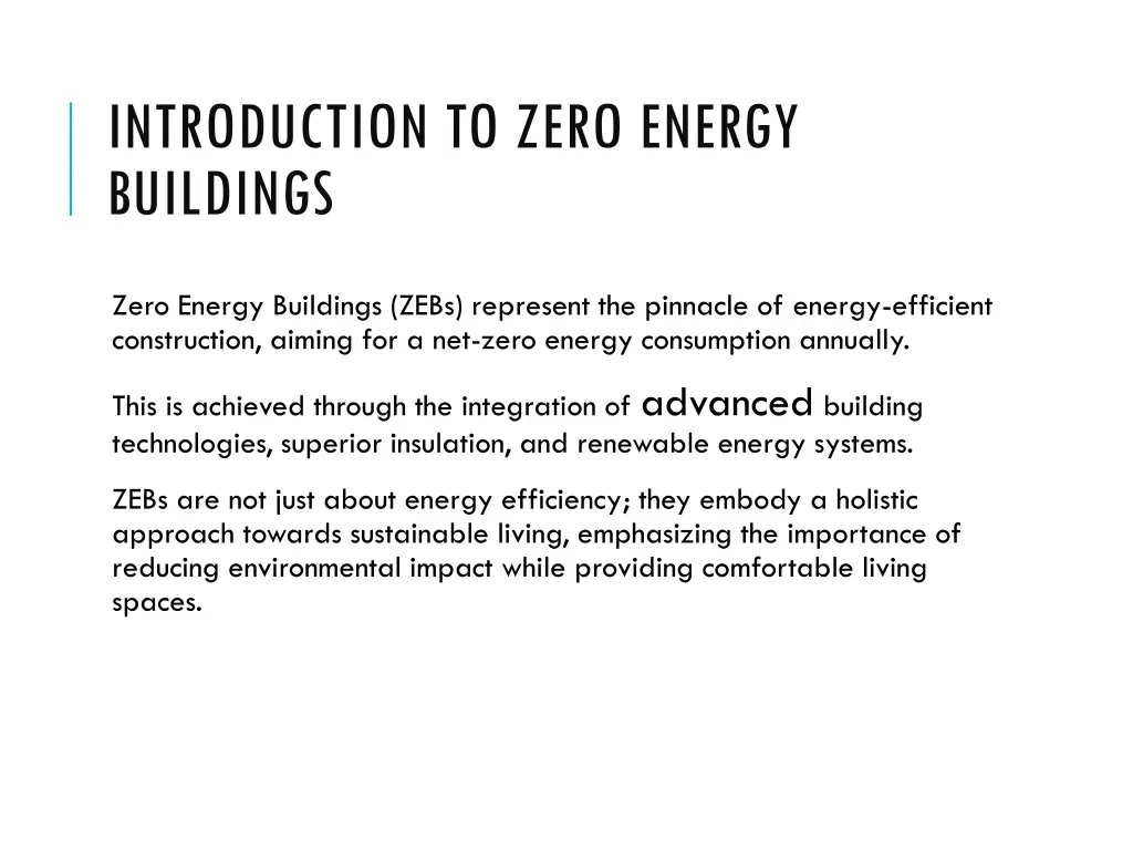 introduction to zero energy buildings