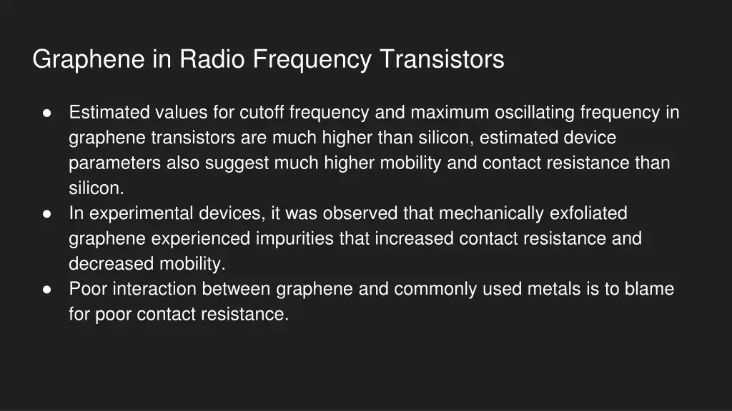 graphene in radio frequency transistors