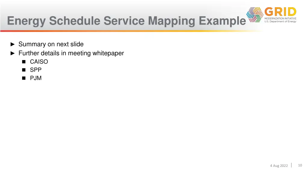 energy schedule service mapping example