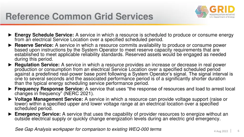 reference common grid services
