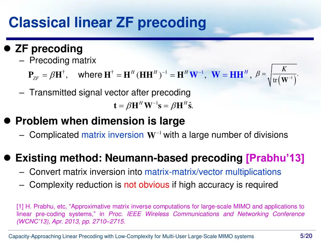 classical linear zf precoding