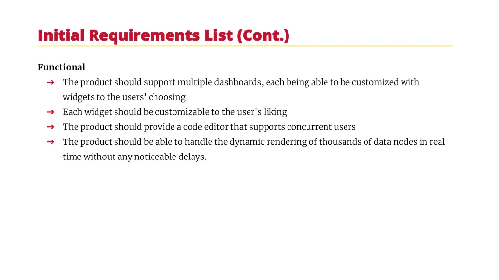initial requirements list cont initial