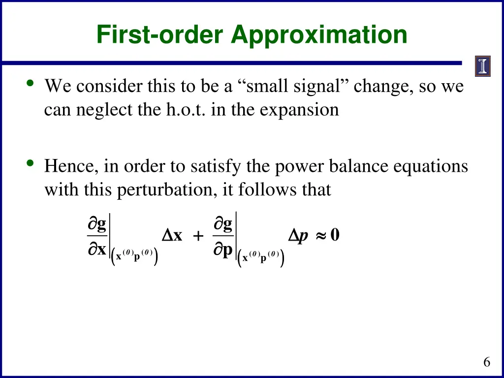 first order approximation 1
