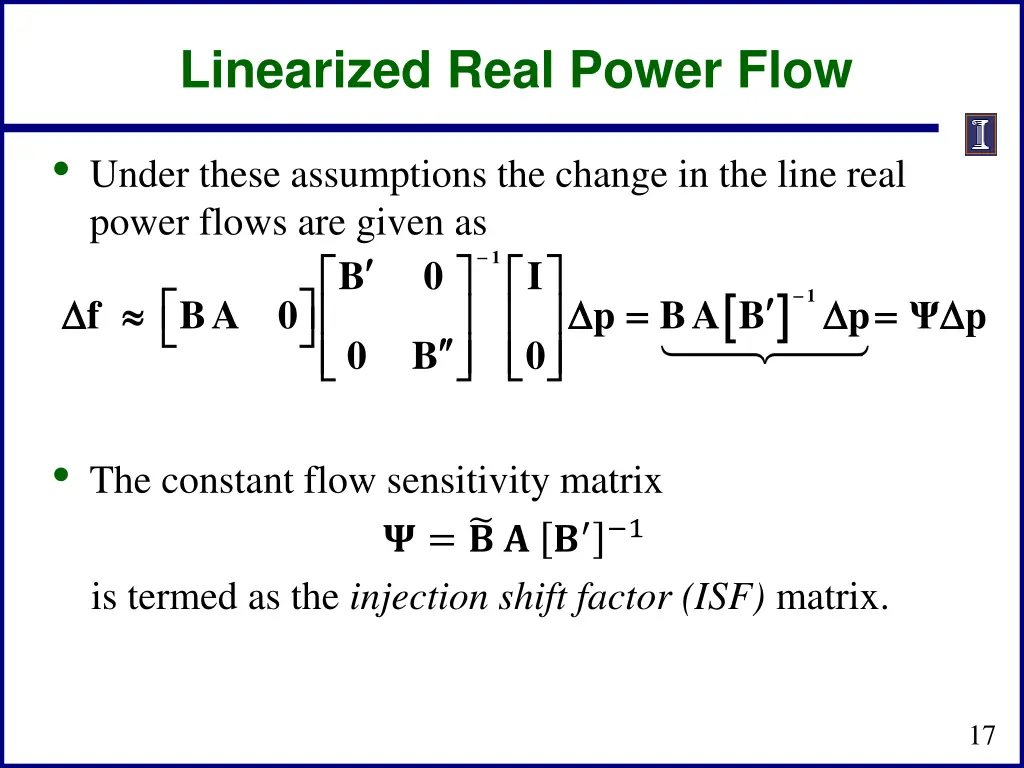linearized real power flow