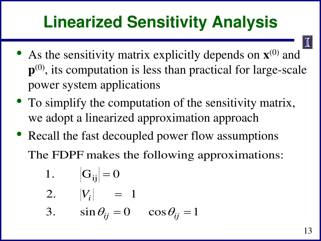 linearized sensitivity analysis