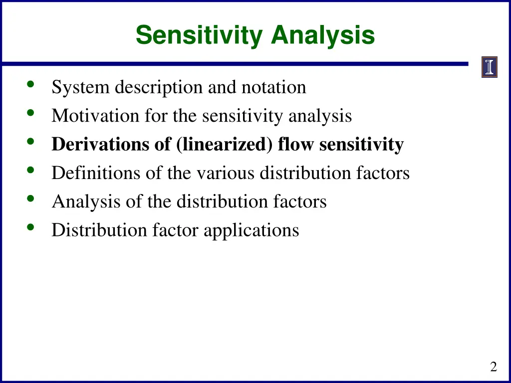sensitivity analysis