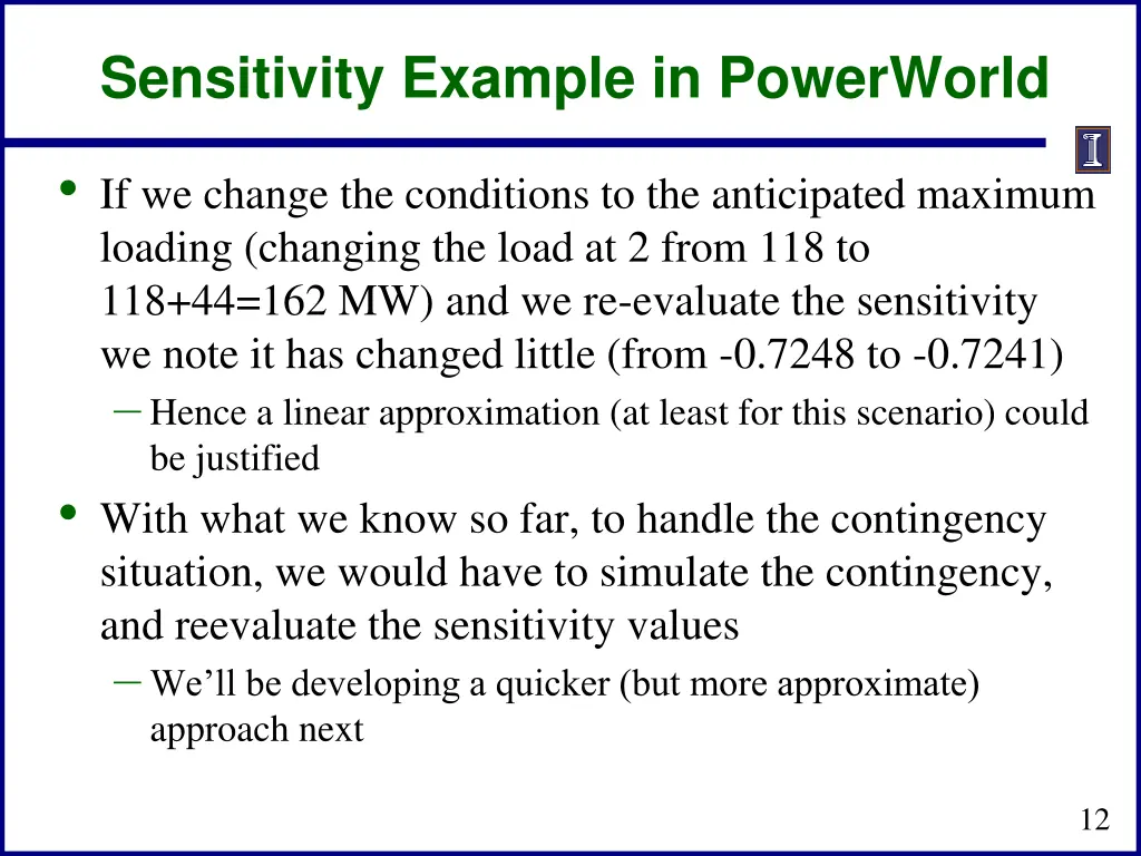 sensitivity example in powerworld 1