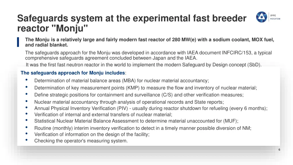 safeguards system at the experimental fast