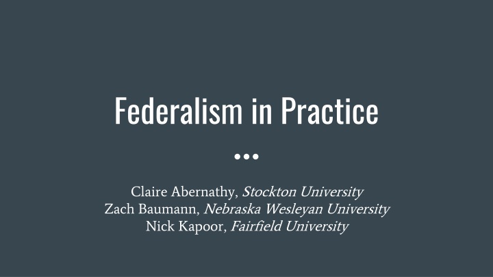 federalism in practice