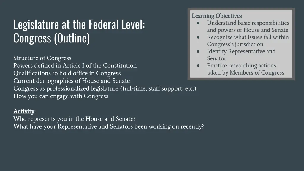 learning objectives learning objectives