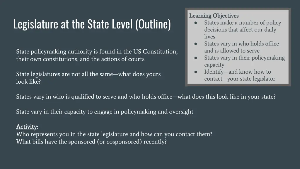 learning objectives learning objectives states