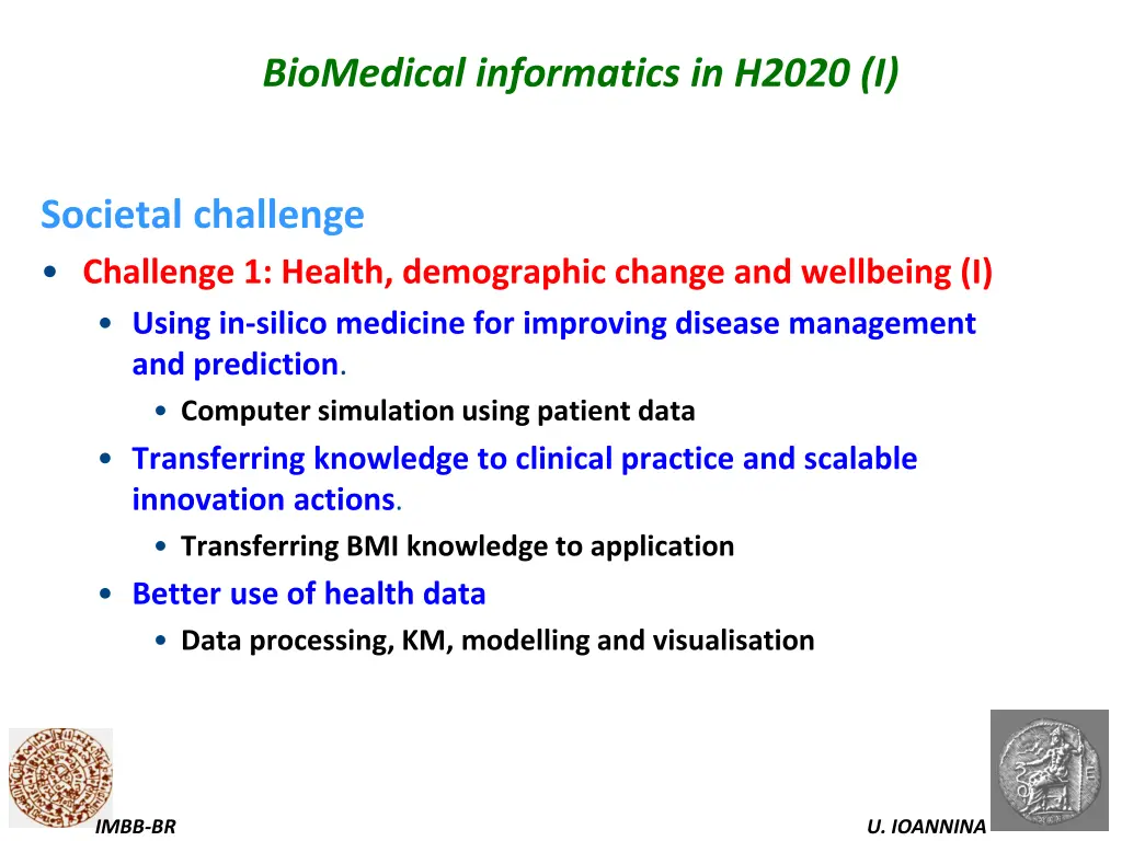 biomedical informatics in h2020 i
