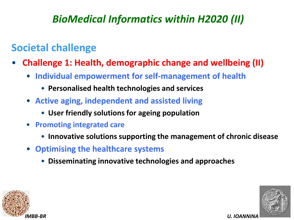 biomedical informatics within h2020 ii