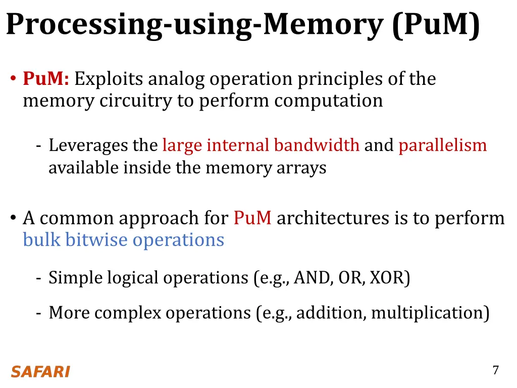 processing using memory pum