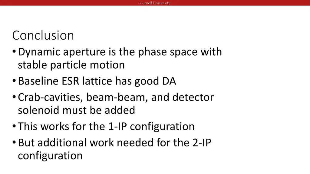 conclusion dynamic aperture is the phase space