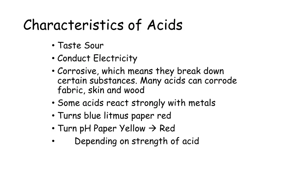 characteristics of acids