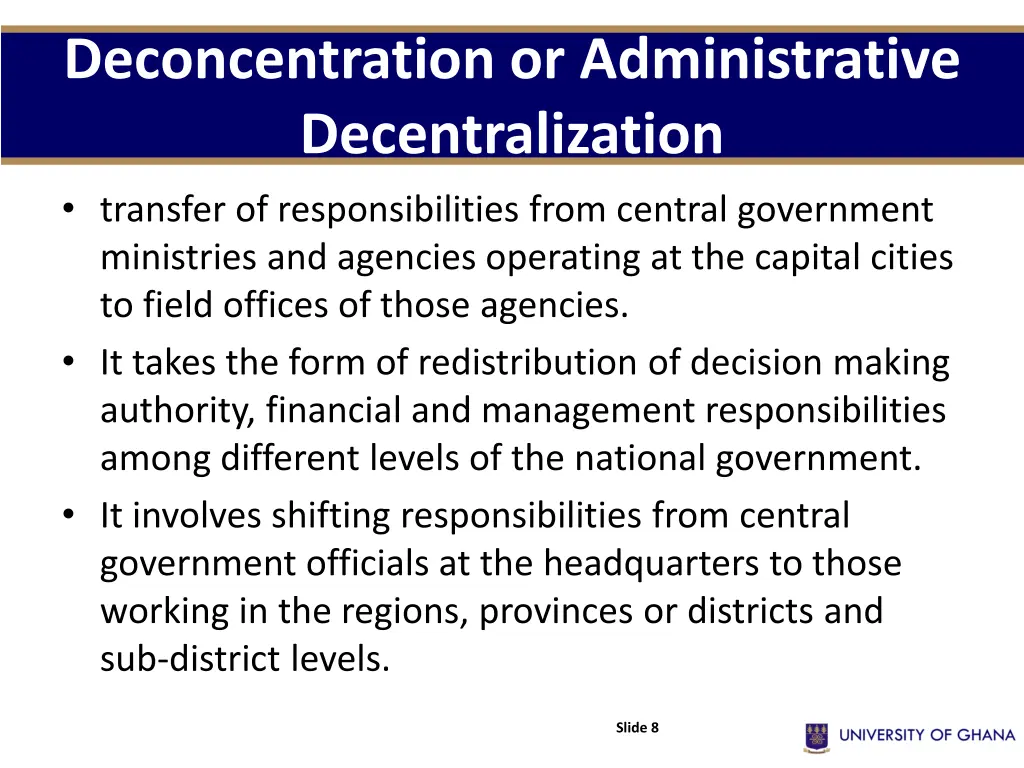 deconcentration or administrative