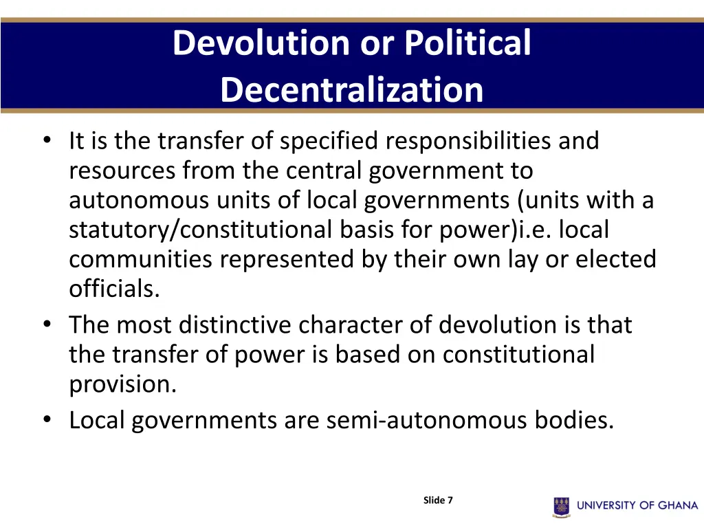 devolution or political decentralization