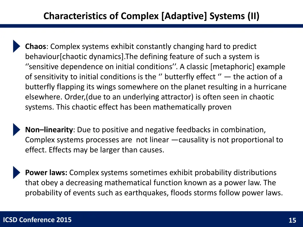 characteristics of complex adaptive systems ii