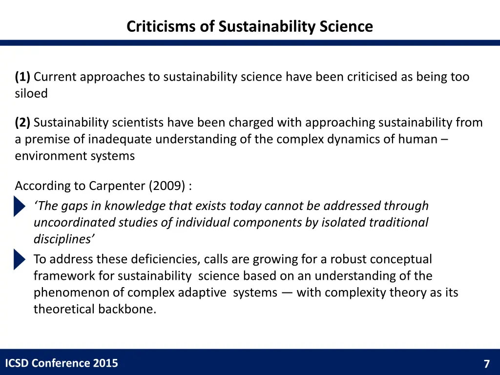 criticisms of sustainability science