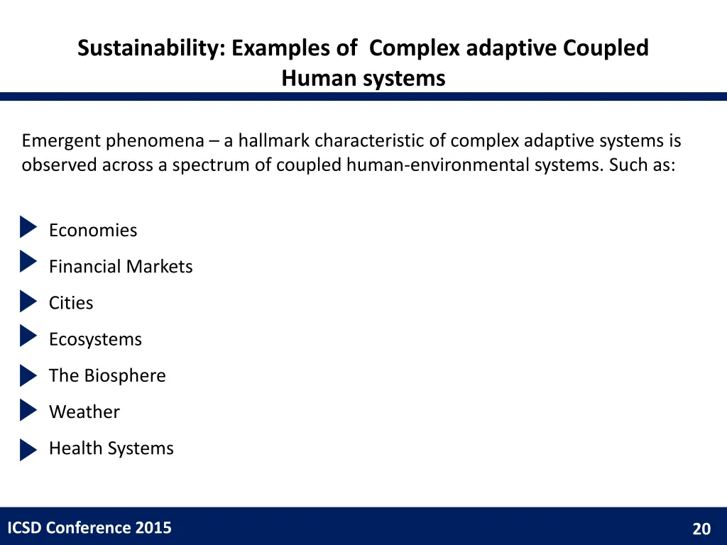 sustainability examples of complex adaptive