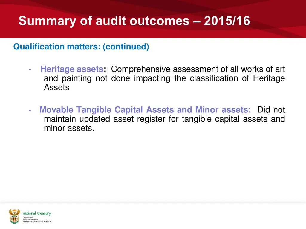 summary of audit outcomes 2015 16 3