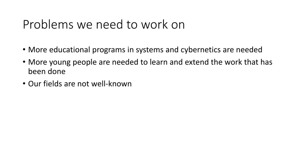 problems we need to work on