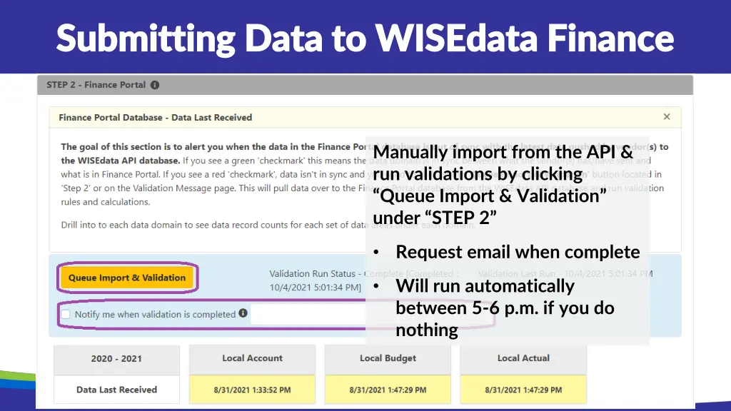 submitting data to wisedata finance submitting 2