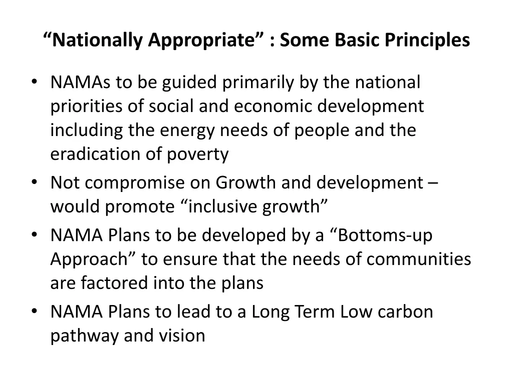 nationally appropriate some basic principles