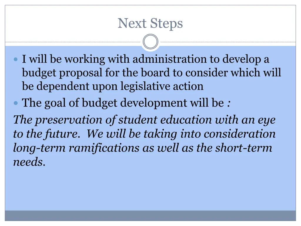 next steps
