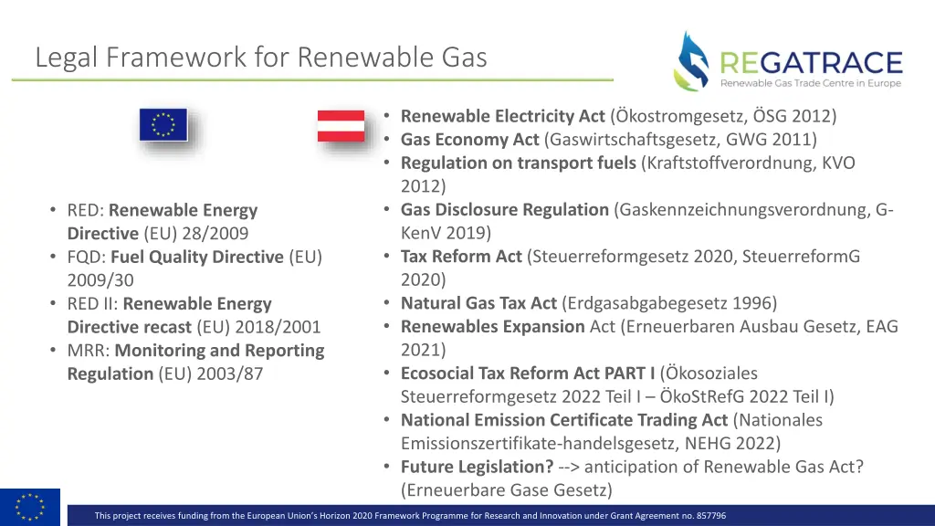 legal framework for renewable gas