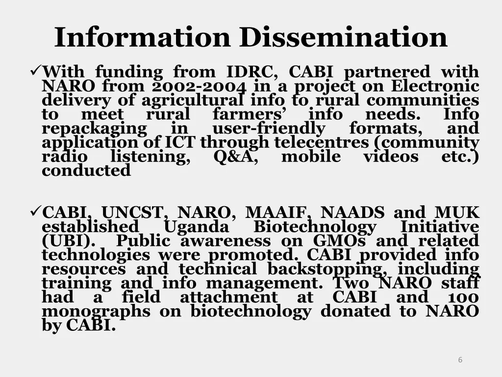 information dissemination