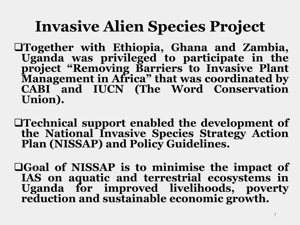 invasive alien species project