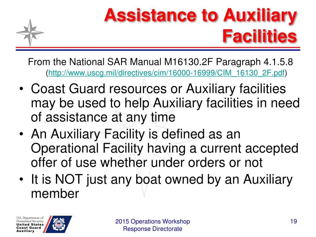 assistance to auxiliary