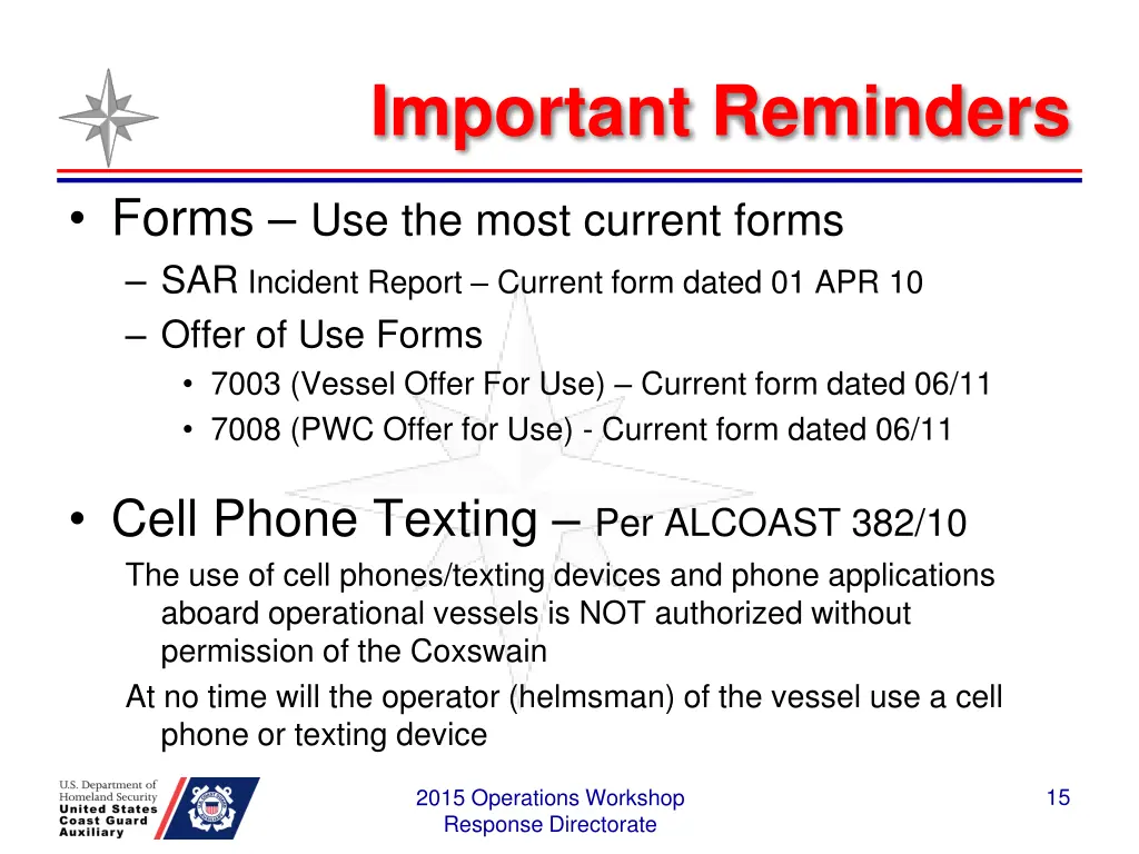 important reminders
