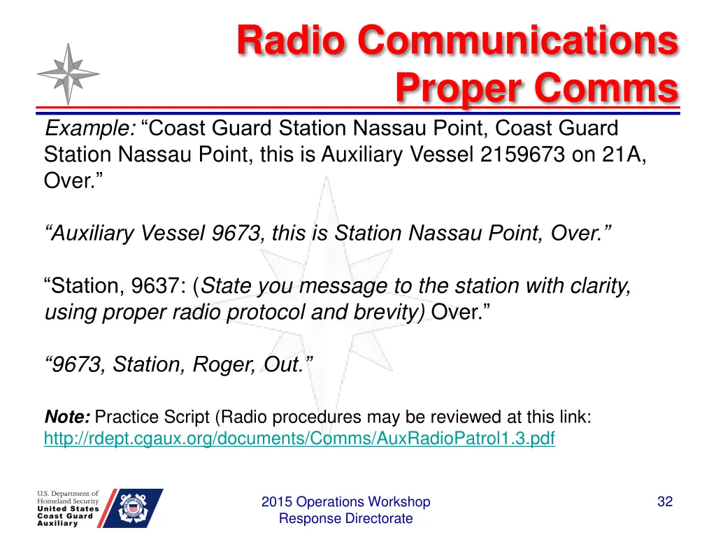 radio communications proper comms example coast