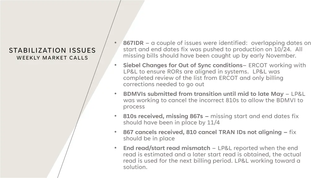 867idr a couple of issues were identified