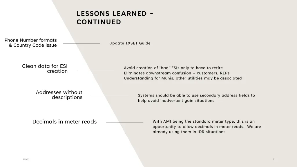 lessons learned continued