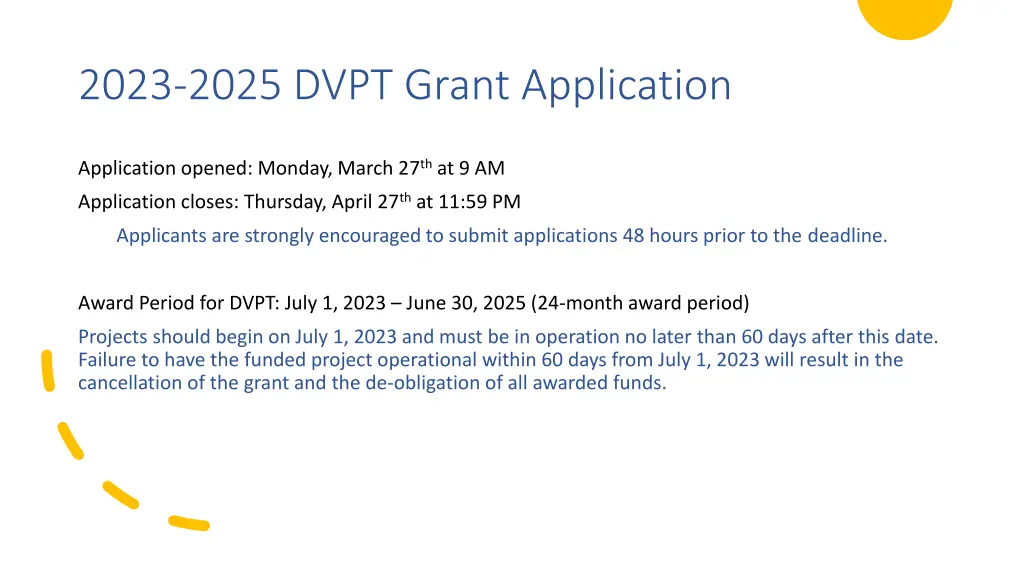 2023 2025 dvpt grant application